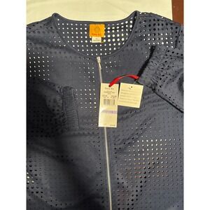 Ruby Rd. Perforated Zip Front Jacket Lightweight Layering Top Navy Blue 18